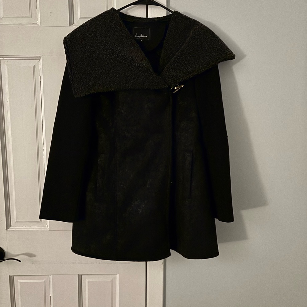 Sam Edelman Black Coat with Textured Collar